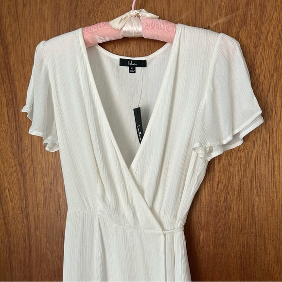 NWT Lulu’s White Harbor Point Flutter-Sleeve Mini Wrap Dress - Picture 2 of 11